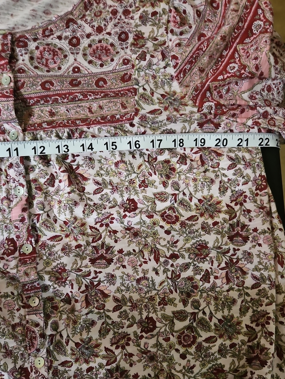 Lucky Brand Pink Floral Button-Up Peasant Top - Picture 8 of 9
